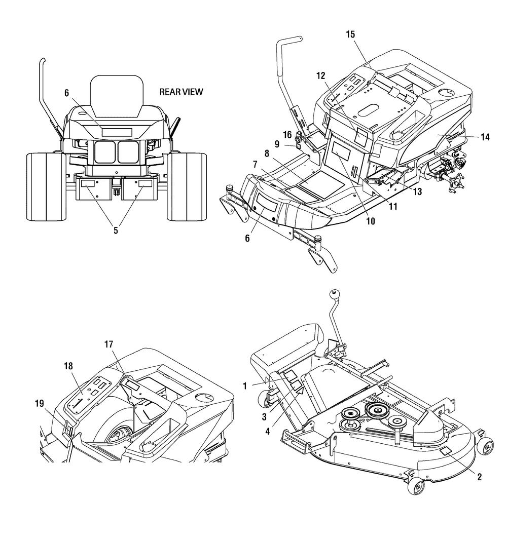 Decals Group Diagram and Parts List for 2690641-107277900,ZTS7500 2007 Briggs and Stratton Lawn Tractor Accessories